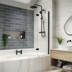 Kudos Inspire In-Fold Bath Screen 6mm Right Hand Matt Black