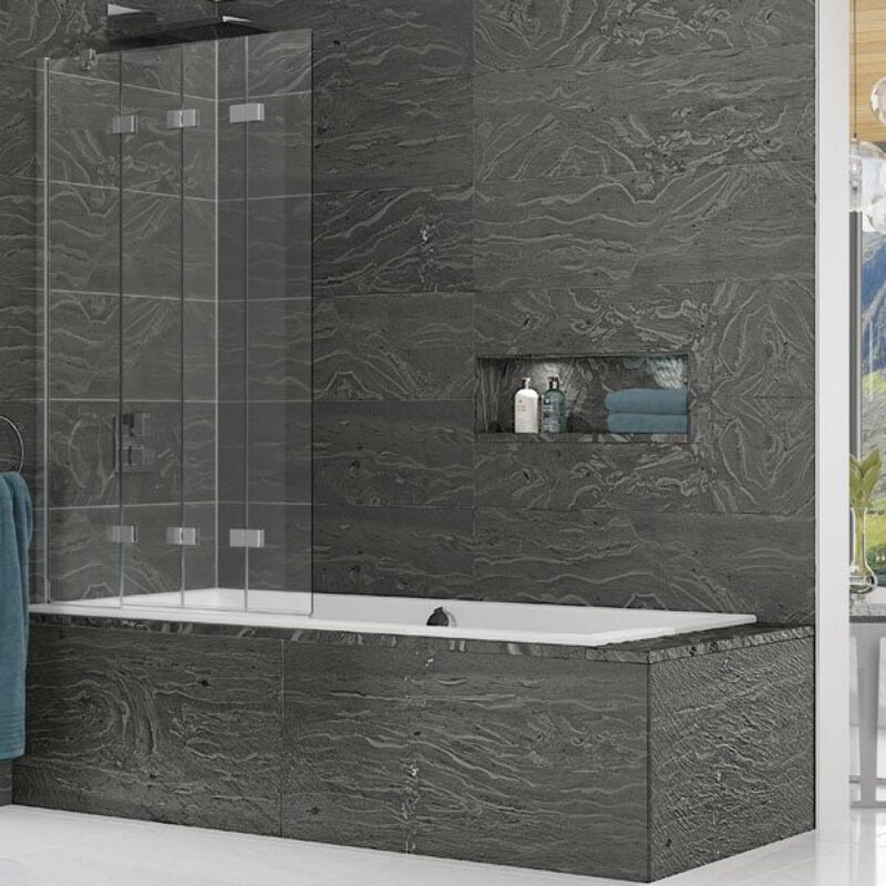 Kudos 4 Panel Compact Bath Screen Left Hand Chrome Kudos 4 Panel Compact Bath Screen Left Hand Chrome