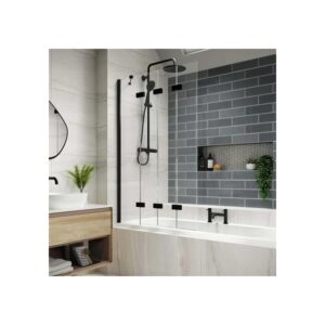 Kudos Inspire 4 Panel Bath Screen 6mm Left Hand Matt Black