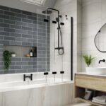 Kudos Inspire 4 Panel Bath Screen 6mm Right Hand Matt Black