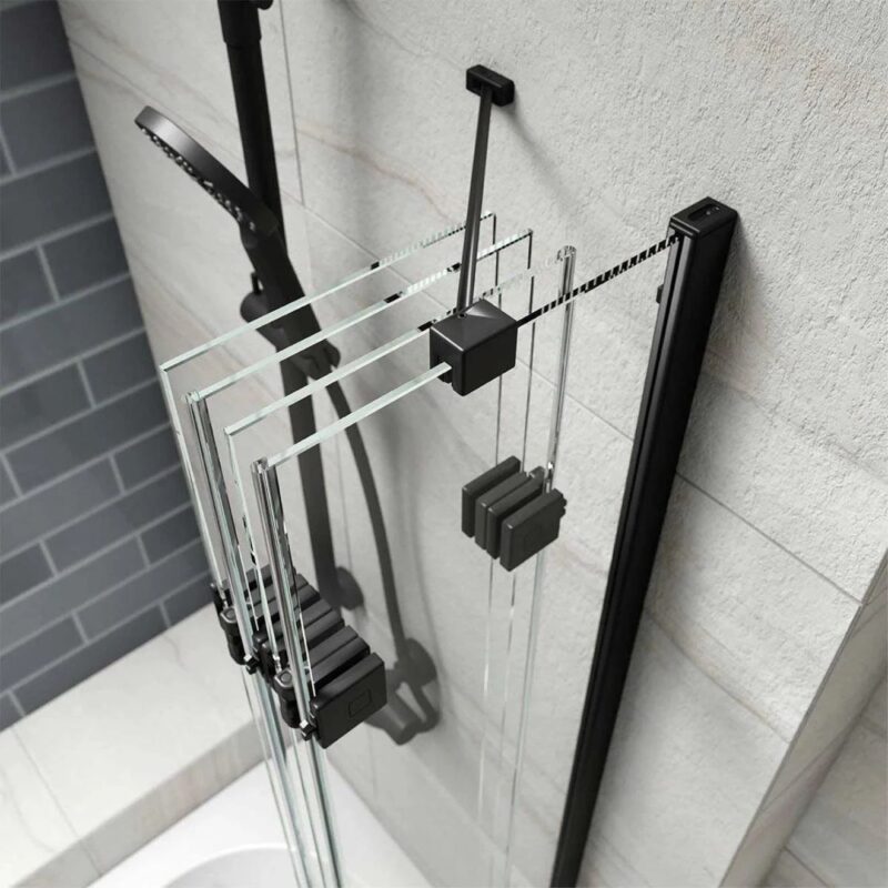 Kudos Inspire 4 Panel Bath Screen 6mm Right Hand Matt Black