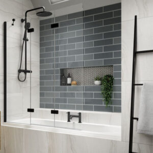 Kudos Inspire 3 Panel Bath Screen 6mm Left Hand Matt Black