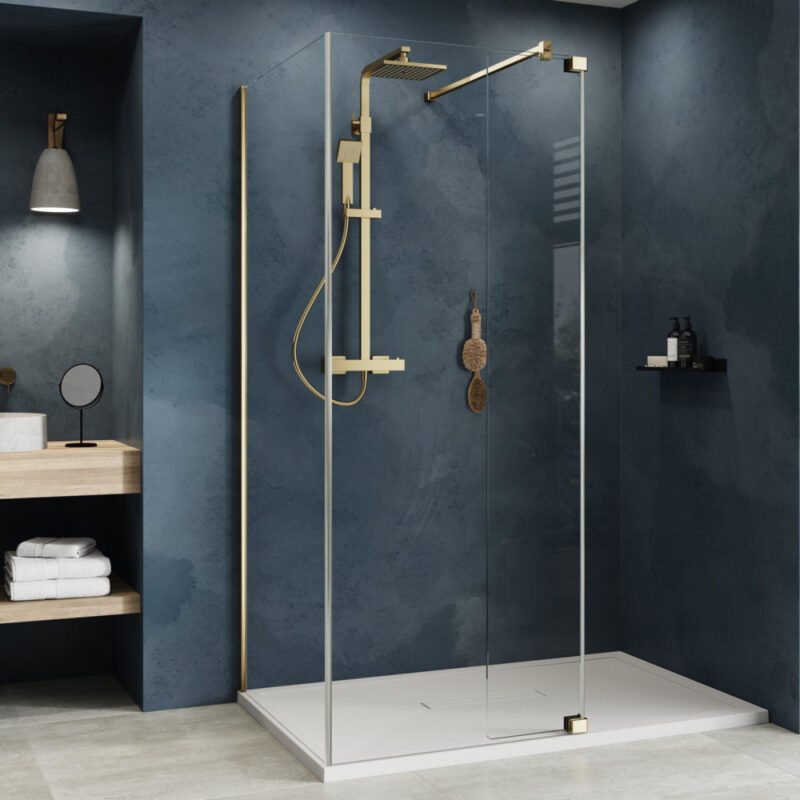 Kudos Ultimate 100mm Glass Panel 8mm & Brushed Brass Wall Post