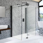 Kudos Ultimate 1000mm Glass Panel 8mm & Black Wall Post