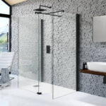 Kudos Ultimate 800mm Glass Panel 8mm & Black Wall Post