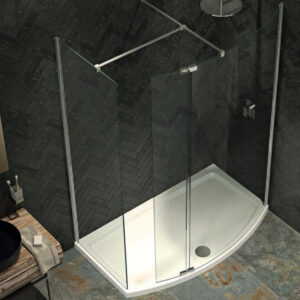 Kudos Ultimate 1200mm Curved Glass Panel & Chrome Wall Post