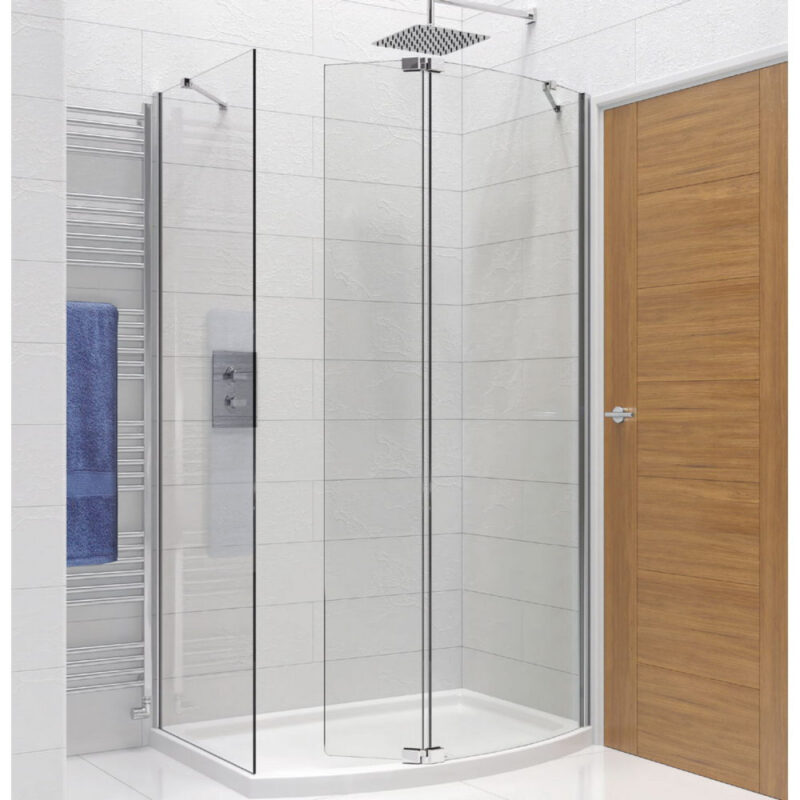 Kudos Ultimate Curved 700mm Wetroom Panel 8mm & Chrome Wall Post
