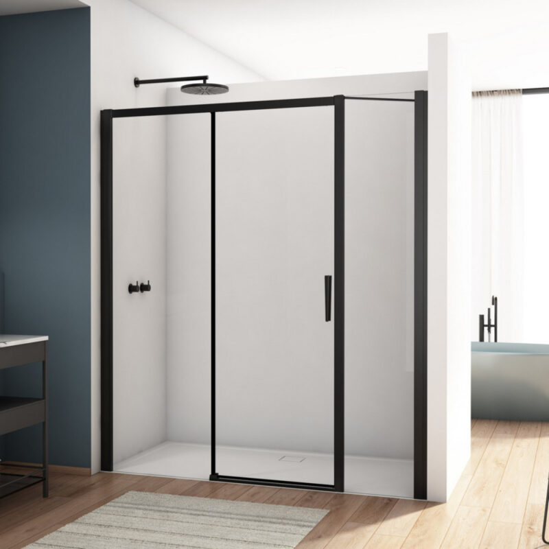Kudos Divera 1400mm Sliding Shower Door Matt Black