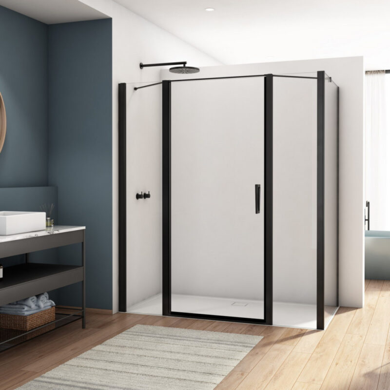 Kudos Divera 700mm Pivot Shower Door Matt Black