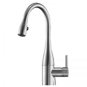 KWC Eve Mini Sink Mixer with Pull-Out Aerator Stainless Steel