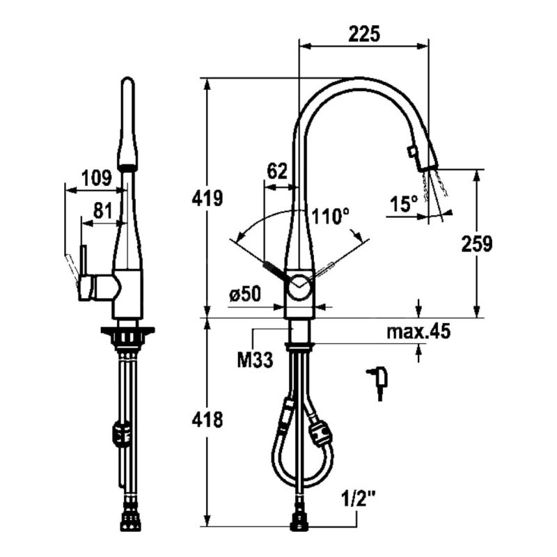 KWC Eve Kitchen Sink Mixer Tap Stainless Steel