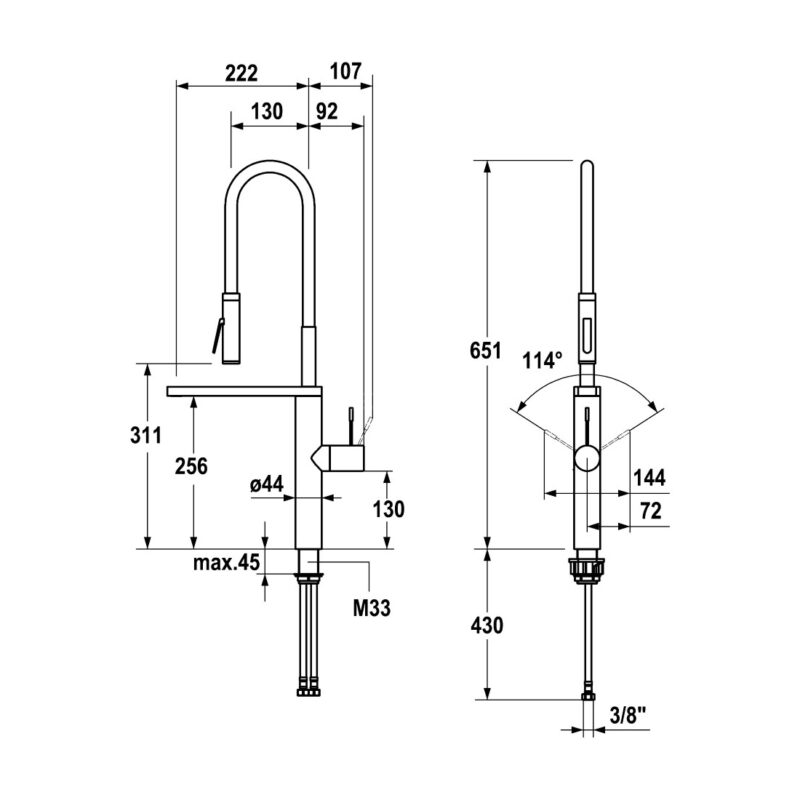 KWC Ono Highflex Kitchen Sink Mixer Tap Stainless Steel