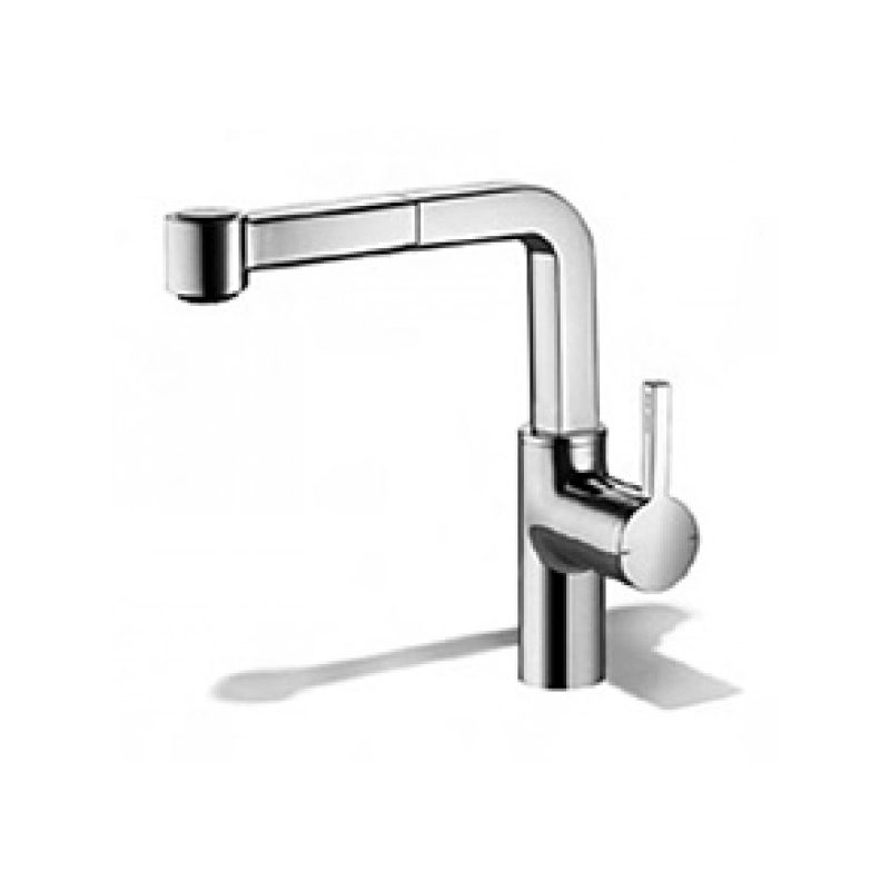 KWC Ava Mono Sink Mixer with Pull-Out Spray Decor Steel