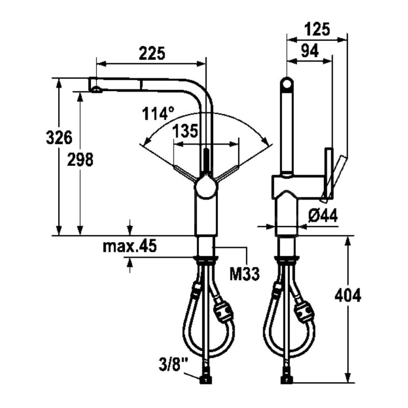 KWC Livello Single Lever Kitchen Sink Mixer Tap with Pull-Out Chrome