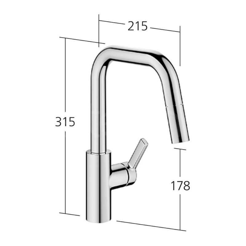 KWC Luna-E Single Lever Kitchen Sink Mixer Tap with Pull-Out Chrome