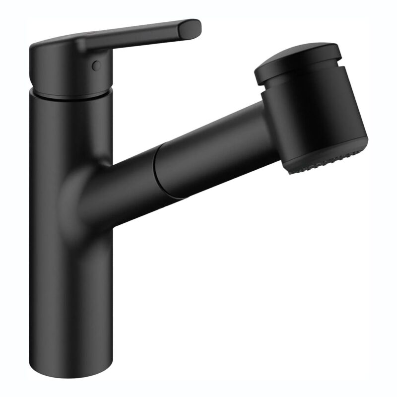 KWC Luna-E Kitchen Sink Mixer Tap with Pull-Out Spray Matt Black KWC Luna-E Kitchen Sink Mixer Tap with Pull-Out Spray Matt Black