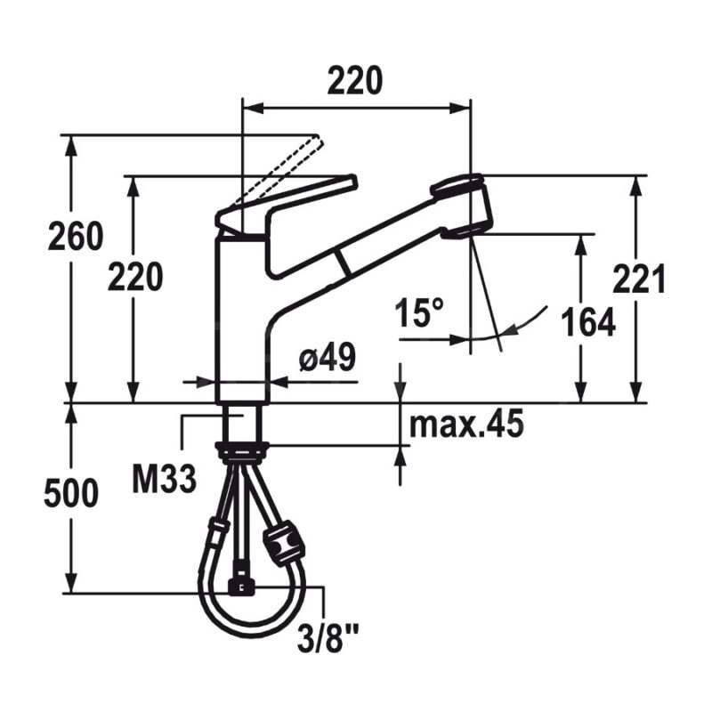 KWC Luna-E Kitchen Sink Mixer Tap with Pull-Out Spray Matt Black