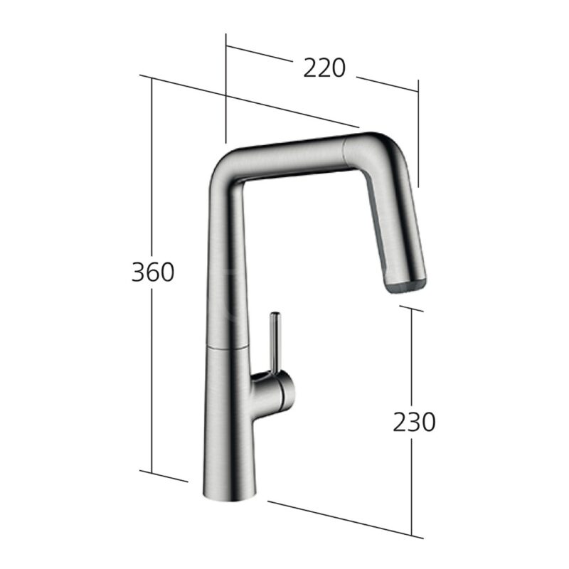 KWC Kio Single Lever Kitchen Sink Mixer Tap with Pull-Out Decor Steel
