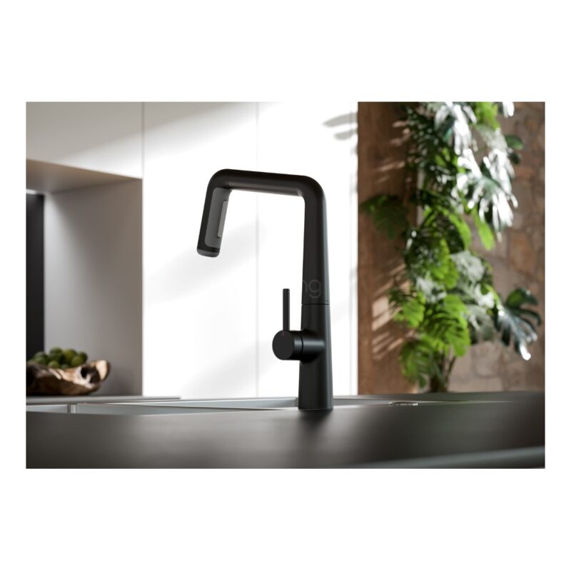 KWC Kio Single Lever Kitchen Sink Mixer Tap with Pull-Out Matt Black KWC Kio Single Lever Kitchen Sink Mixer Tap with Pull-Out Matt Black