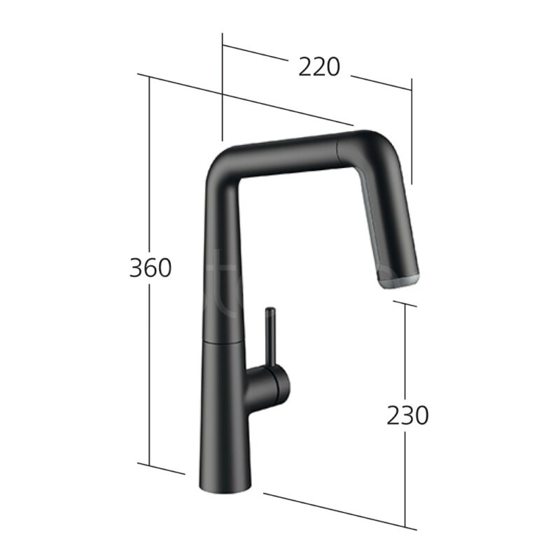 KWC Kio Single Lever Kitchen Sink Mixer Tap with Pull-Out Matt Black