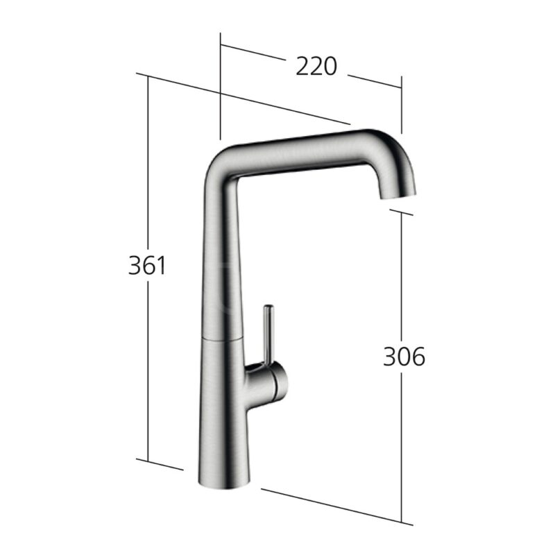 KWC Kio Single Lever Mono Sink Mixer Tap Decor Steel