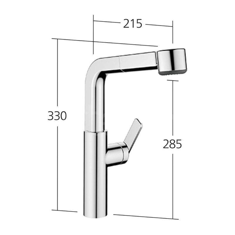 KWC Domo 6 Side Lever Kitchen Sink Mixer Tap with Pull-Out Chrome