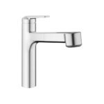 KWC Domo E Kitchen Sink Mixer Tap with Pull-Out Spray Stainless Steel