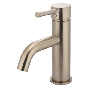 Meir Round Basin Mixer Curved Champagne