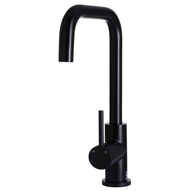 Meir Round Kitchen Mixer Tap Curved Matte Black