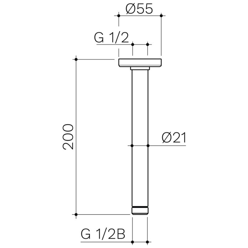 Methven Ceiling Shower Arm 200mm