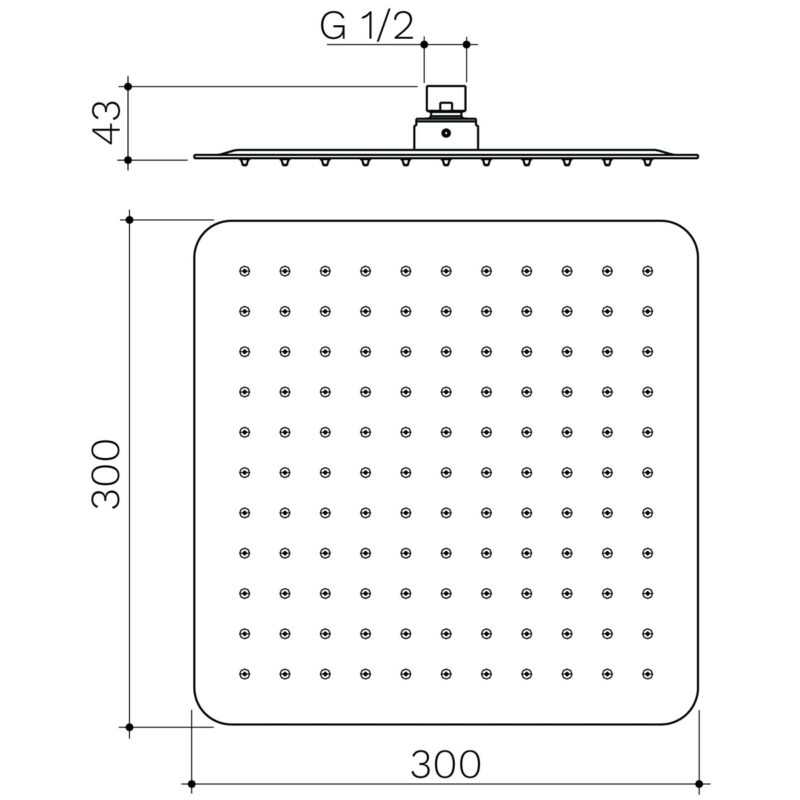 Methven Rain Shower Head 200mm Square