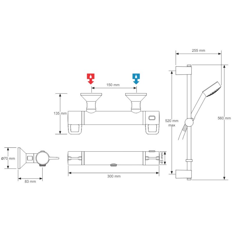 Mira Assist EV Bar Mixer Shower