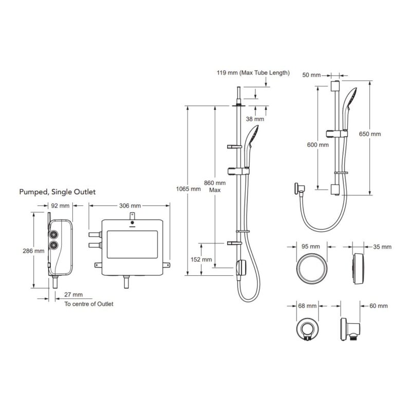 Mira Activate Single Pumped Ceiling-Fed Digital Shower