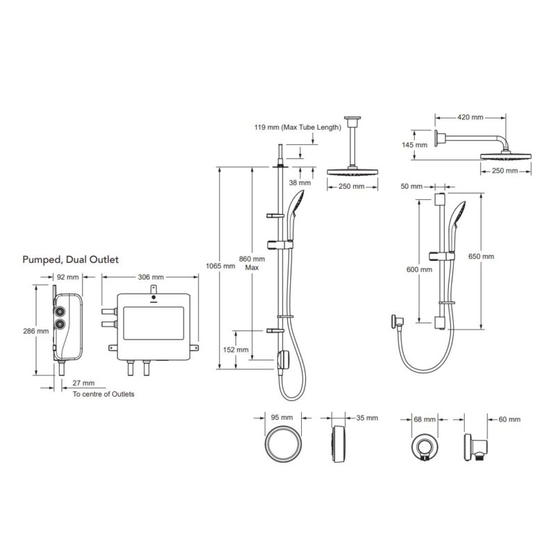 Mira Activate Dual Rear-Fed Digital Shower Pumped