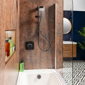 Mira Evoco Dual Outlet Matt Black Thermostatic Shower with Bath Filler