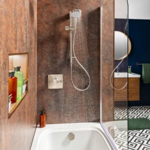 Mira Evoco Dual Outlet Brushed Nickel Thermostatic Shower with Bath Filler
