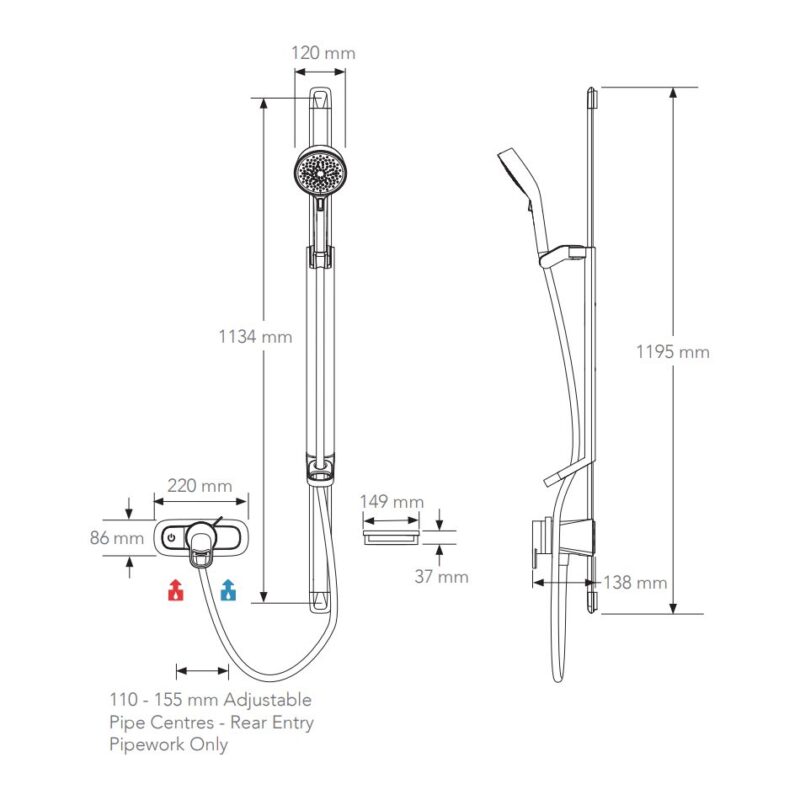 Mira Select Flex Exposed Mixer Shower Chrome/White