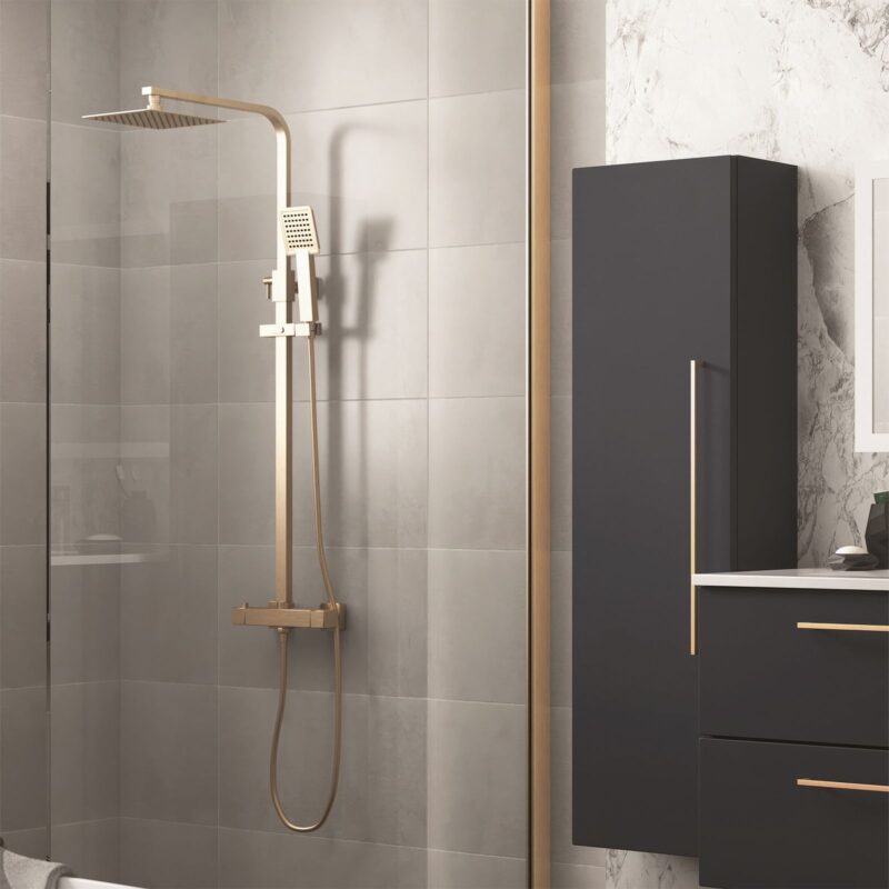 Niagara Observa Cool Touch Slim Square Thermostatic Shower Brushed Brass