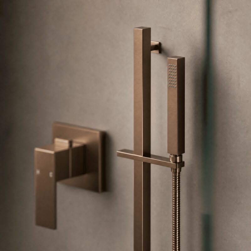 Nuie Windon Brushed Bronze Rectangular Shower Slider Rail Kit