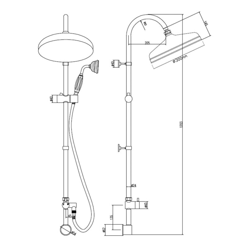 Nuie Chrome Dual Rigid Riser Kit