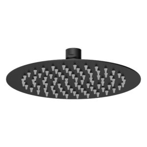 Nuie Matt Black Round Fixed Shower Head 200mm