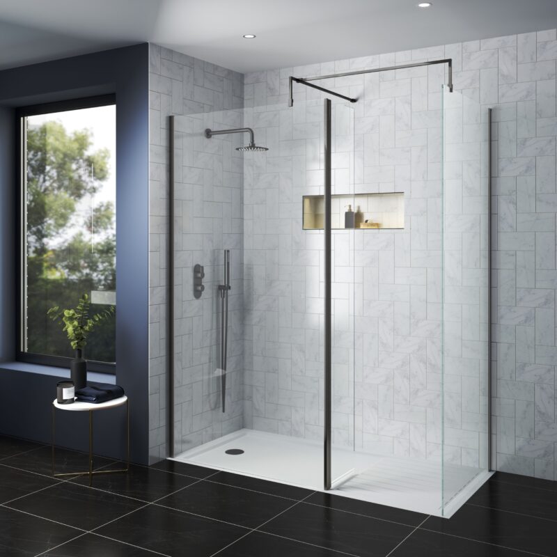 Nuie Matt Black Round Fixed Shower Head 200mm
