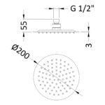 Nuie Matt Black Round Fixed Shower Head 200mm