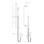 Nuie Windon Brushed Pewter Square Shower Slider Rail Kit