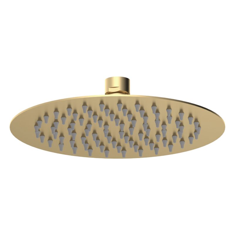 Nuie Brushed Brass Round Fixed Shower Head 200mm Nuie Brushed Brass Round Fixed Shower Head 200mm