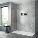 Nuie Brushed Brass Round Fixed Shower Head 200mm