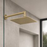 Nuie Brushed Brass Square Fixed Shower Head 200mm