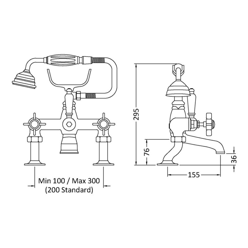 Nuie Alderton Chrome 3/4" Cranked Bath Shower Mixer