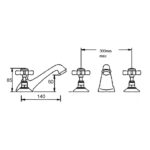 Nuie Alderton 3 Hole Basin Mixer with Pop Up Waste