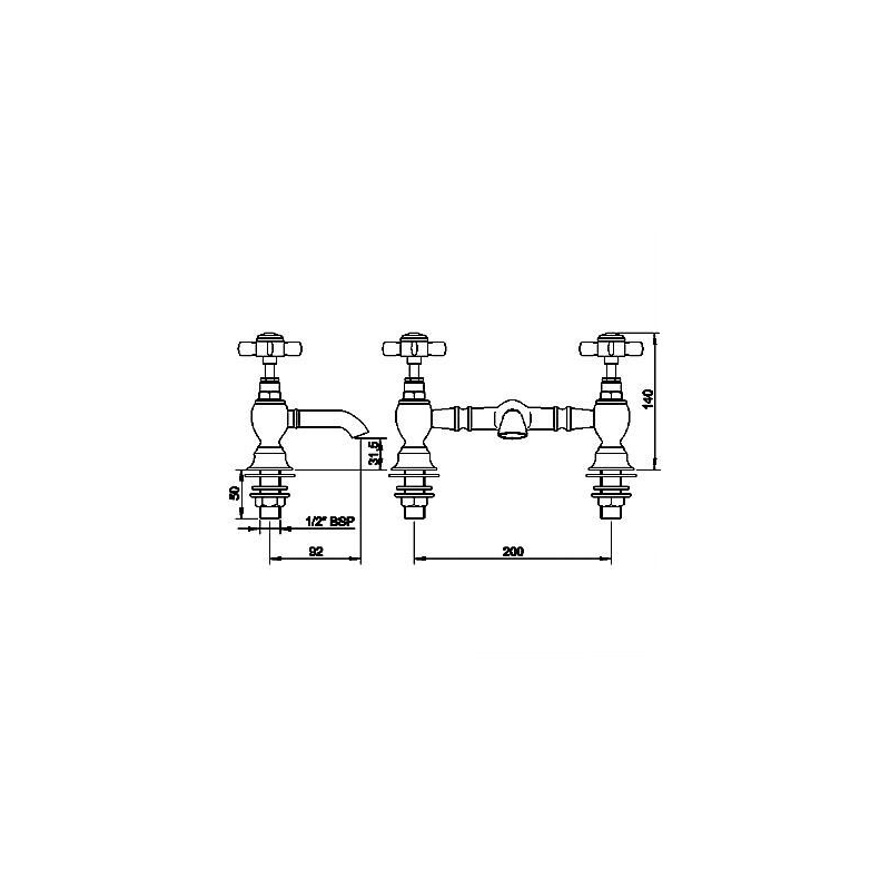 Nuie Alderton Chrome 2 Hole Basin Mixer Tap